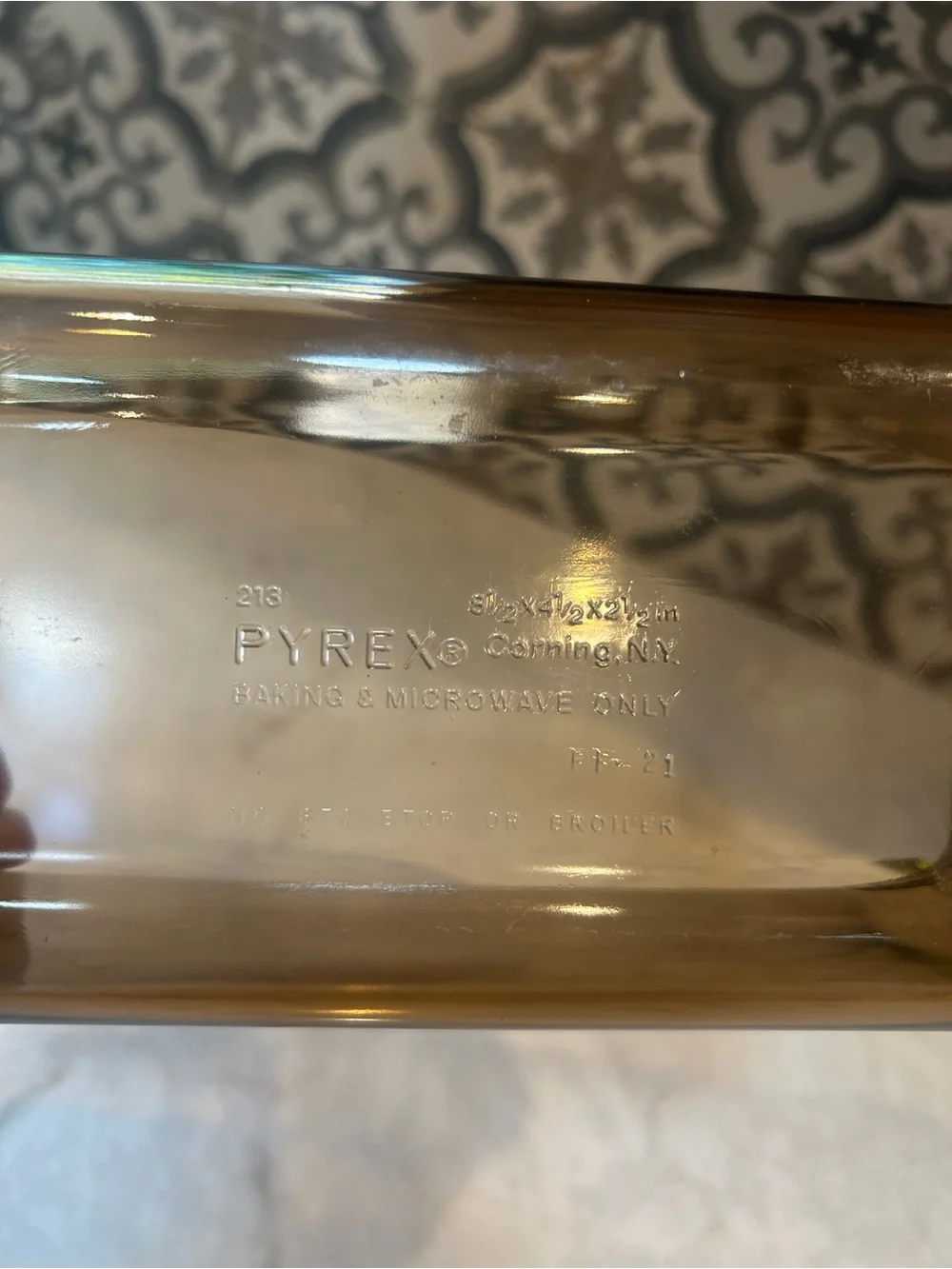 Pyrex Loaf Pan Baking Dish #213 Amber Brown Glass Corning E 15 1.5L- EUC